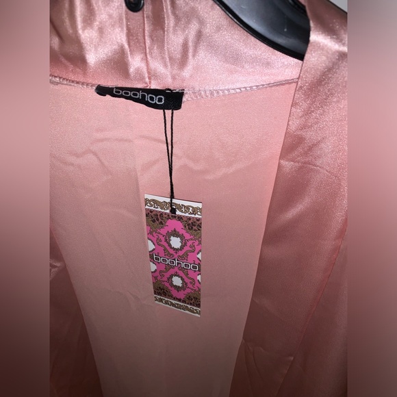 NWT Boohoo Gemma Collins Short Kimono Robe W/ Fluffy Sleeve Pink Women’s Size 18 - Picture 12 of 16